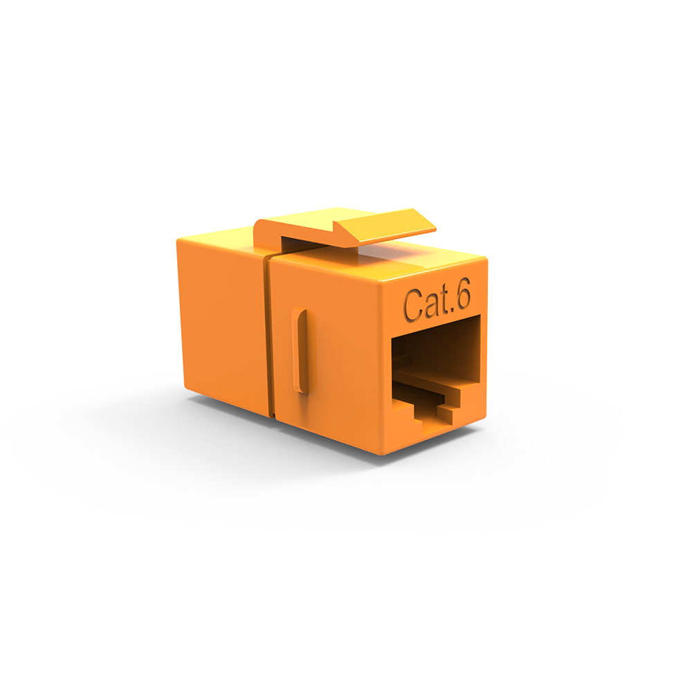 Cat.6 Inline Coupler w/Keystone Latch Orange