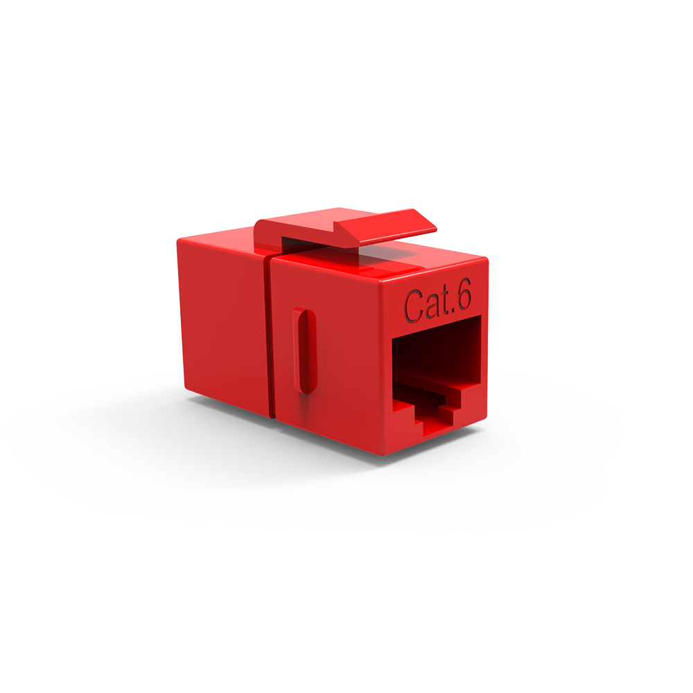 Cat.6 Inline Coupler w/Keystone Latch Red