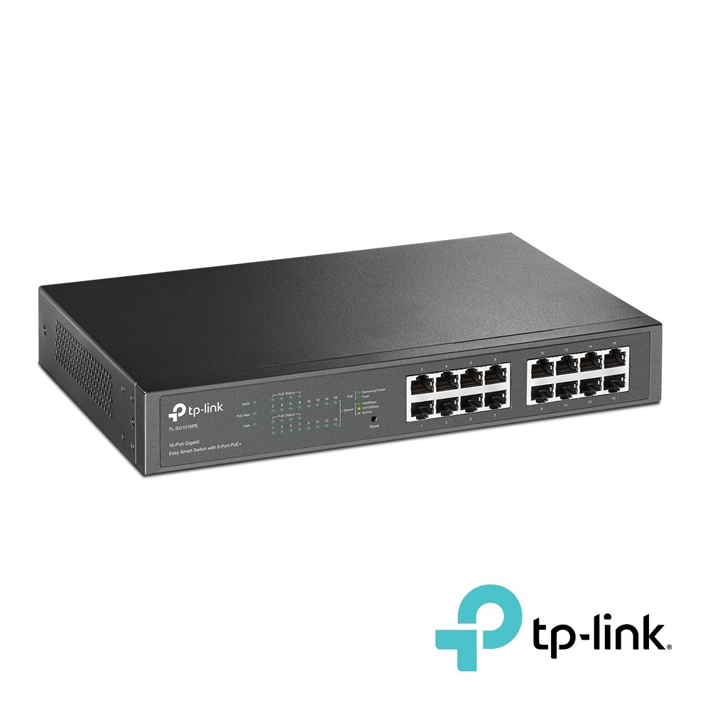 16-Port Gigabit PoE Switch with 8-Port PoE+ (TL-SG1016PE)