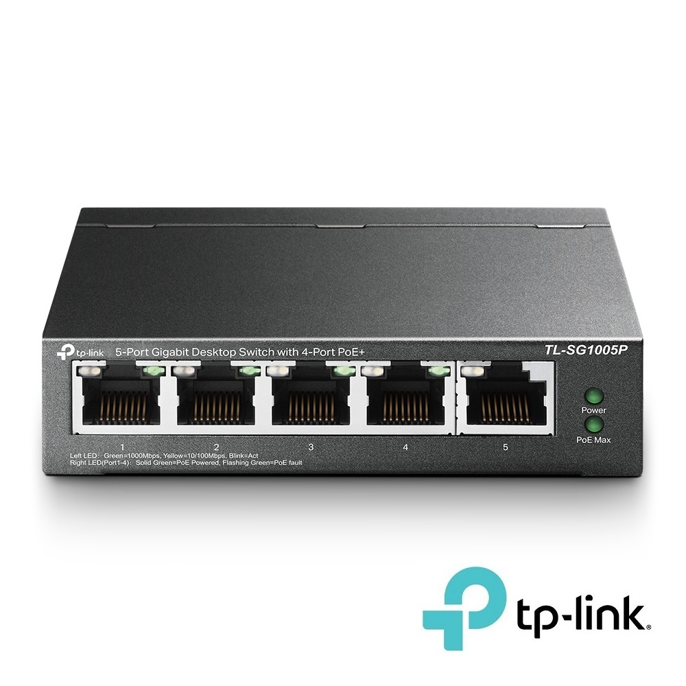 5-Port Gigabit Desktop Switch with 4-Port PoE (TL-SG1005P)