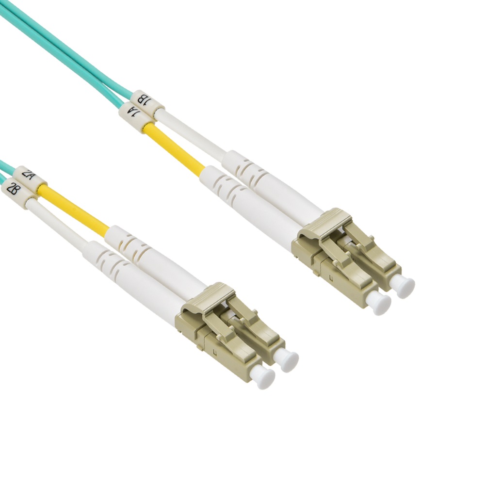 1m LC/UPC-LC/UPC OM3 Multimode Duplex OFNR 2.0mm Aqua Fiber Optic Patch Cable