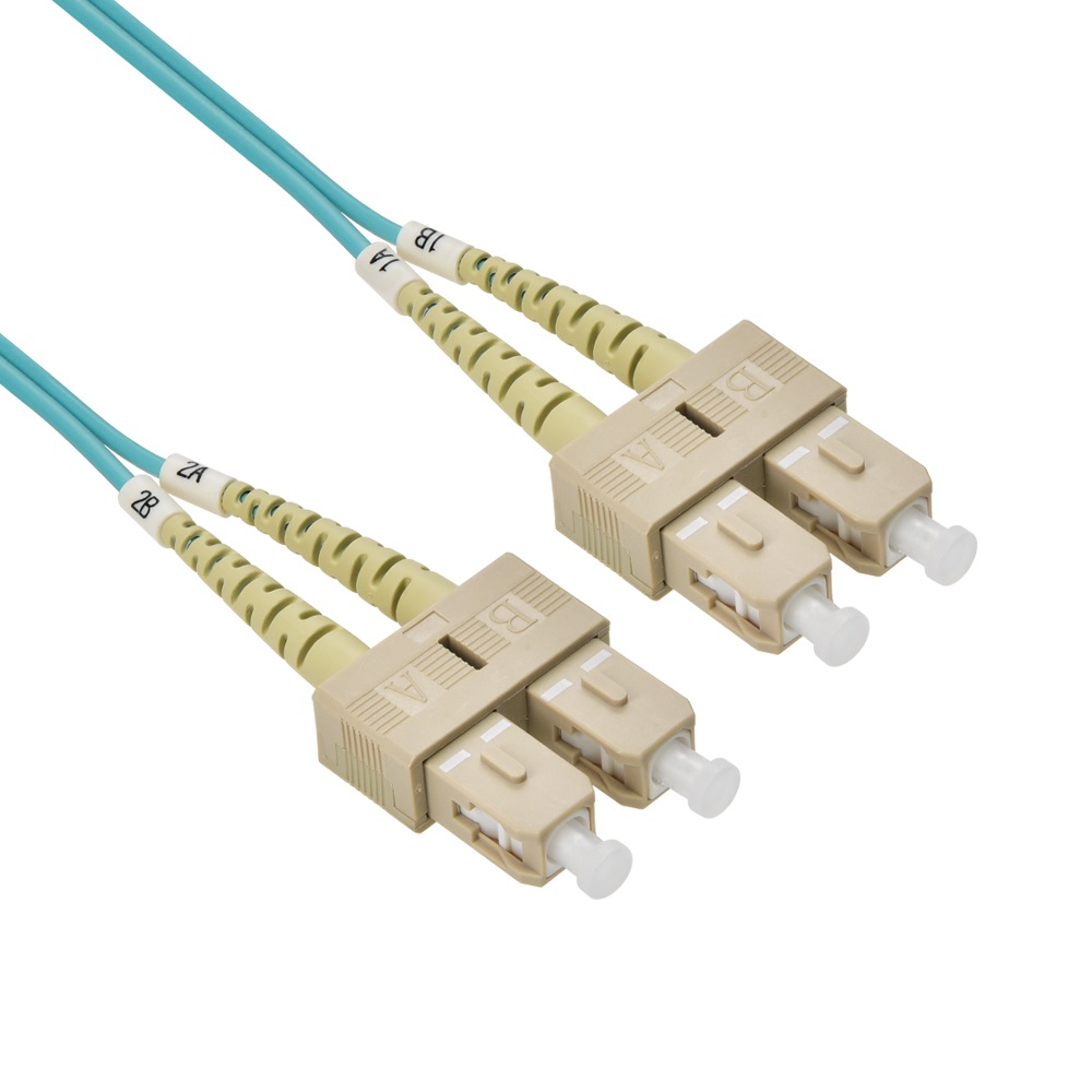 1m SC/UPC-SC/UPC OM3 Multimode Duplex OFNR 2.0mm Aqua Fiber Optic Patch Cable