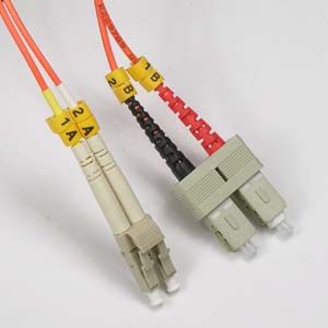 7m LC/UPC-SC/UPC OM2 Multimode Duplex OFNR Fiber Optic Patch Cable
