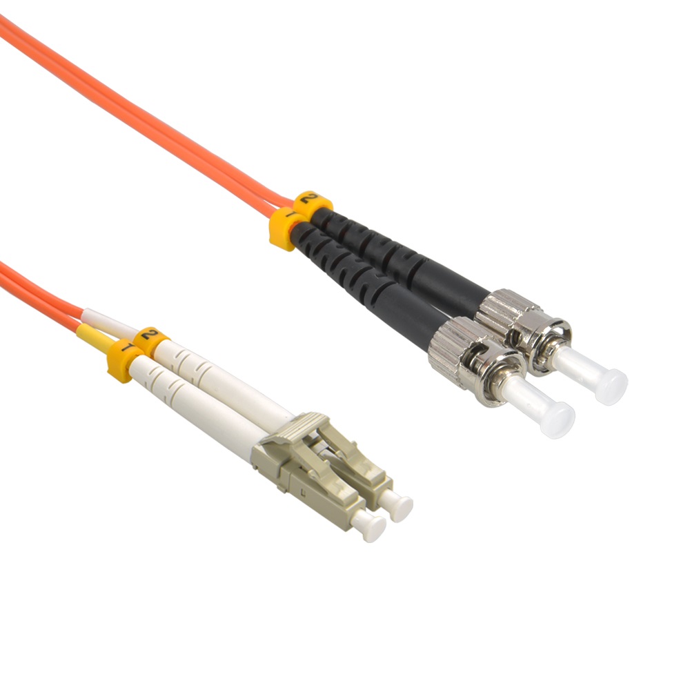 15m LC/UPC ST/UPC OM2 Multimode Duplex LSZH Fiber Optic Patch Cable