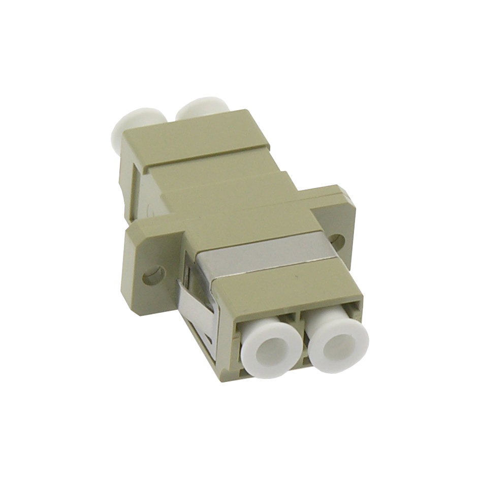 LC/UPC Multimode Duplex  Fiber Optic Coupler with Flange, Beig