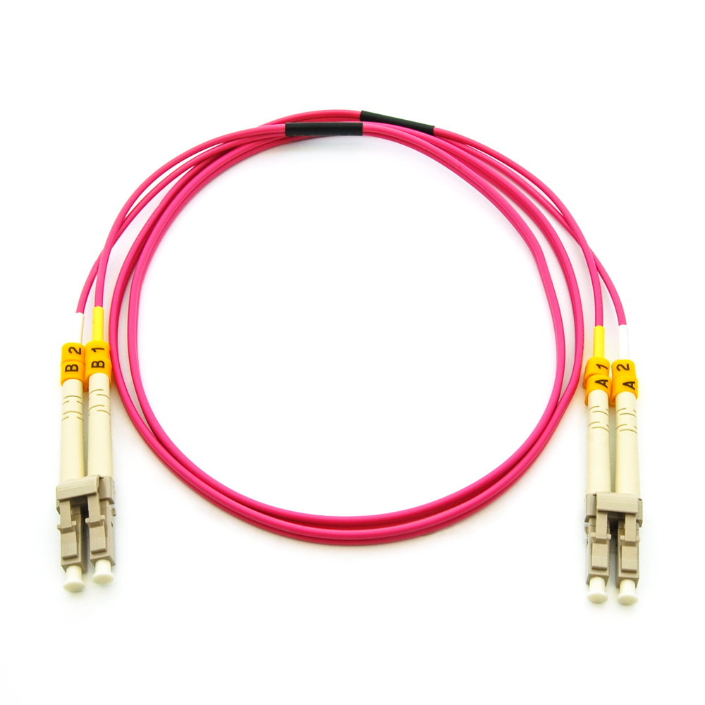 1m LC UPC LC UPC OM4 Multimode Duplex Erika Violet Fiber Optic Patch 