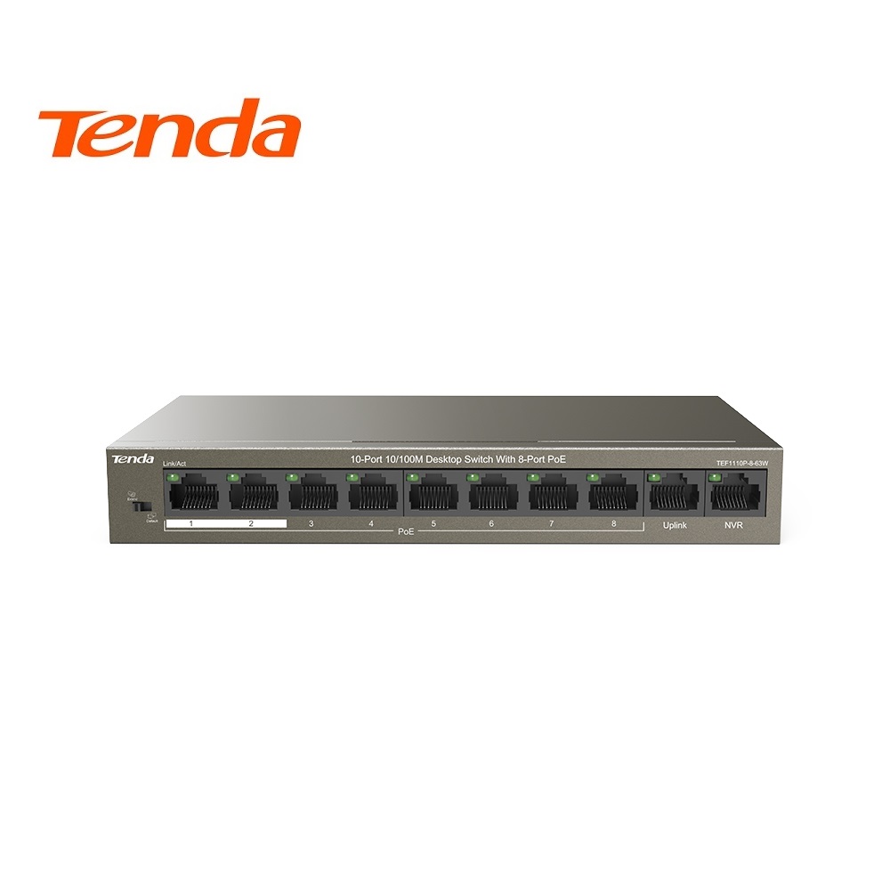 10-Port 10/100M Desktop Switch with 8-Port PoE (Tenda TEF1110P-8-63W)