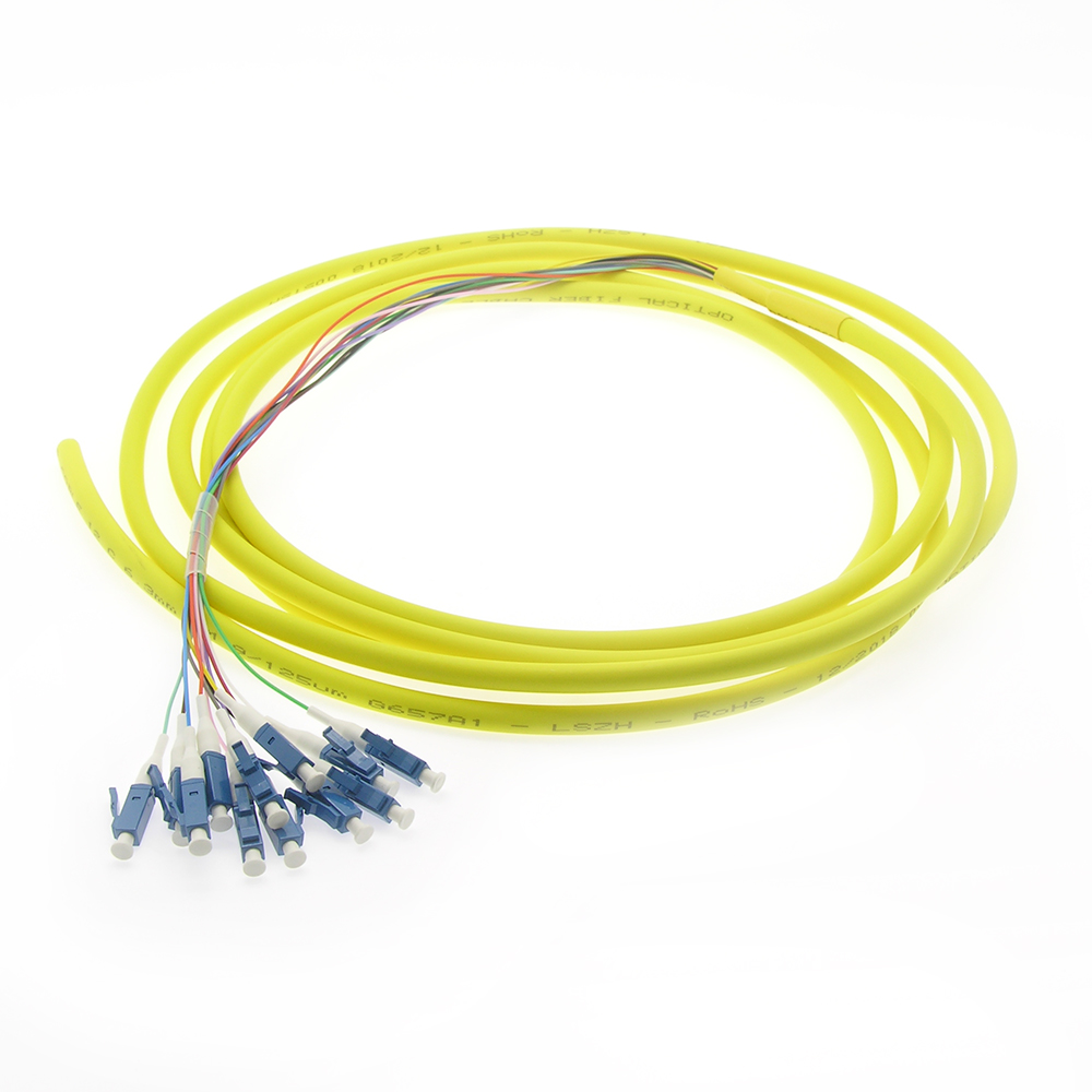 3m 12-Fiber LC/UPC Singlemode Pigtail Yellow