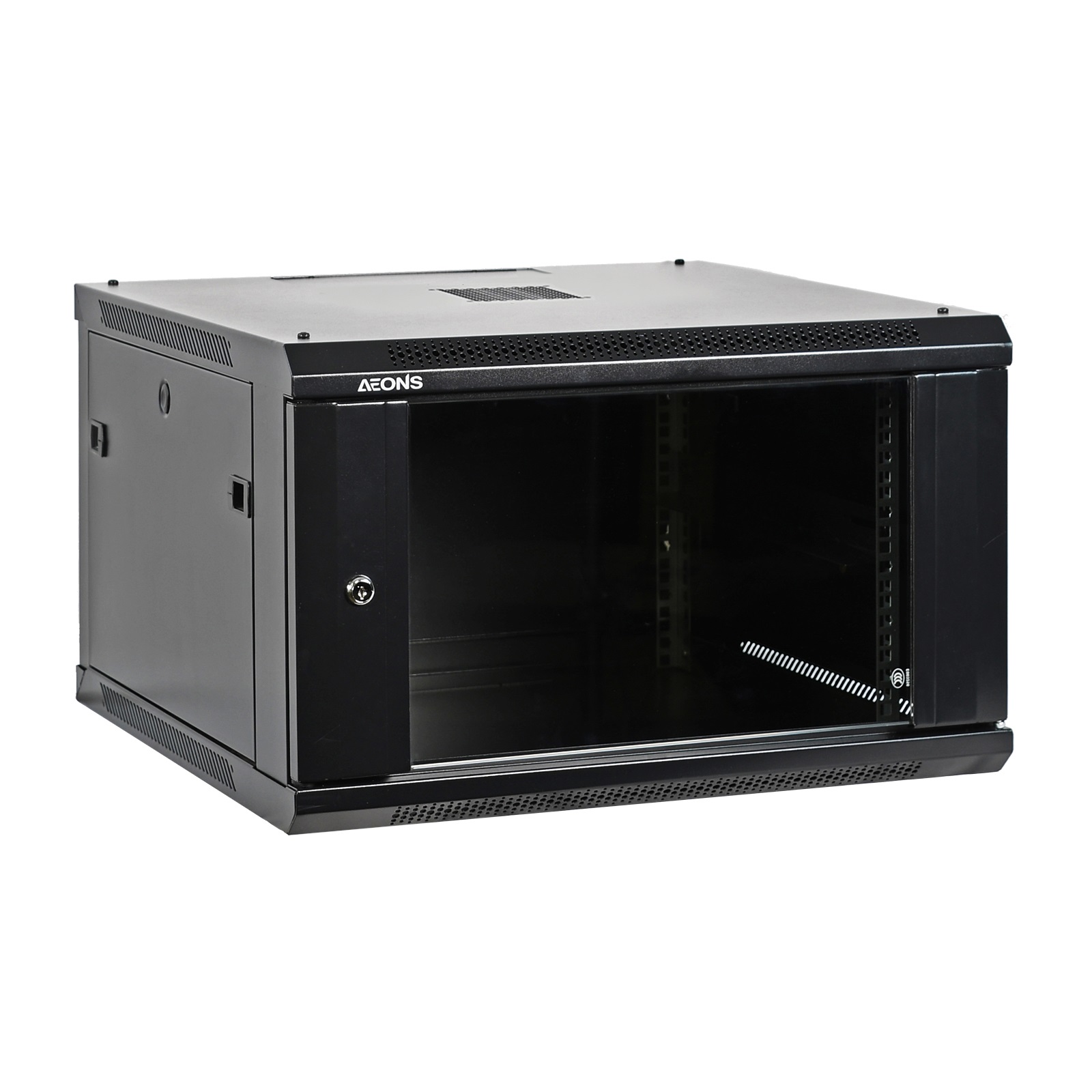 6U 19" Wall-Mount Rack Cabinet, Glass Door 21.4" Depth, Flat Box