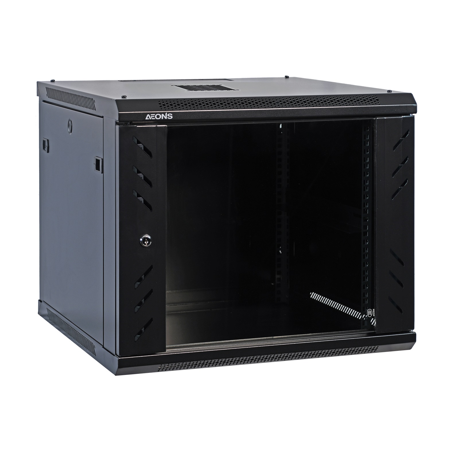 9U 19" Wall-Mount Rack Cabinet, Glass Door 21.4" Depth, Flat Box