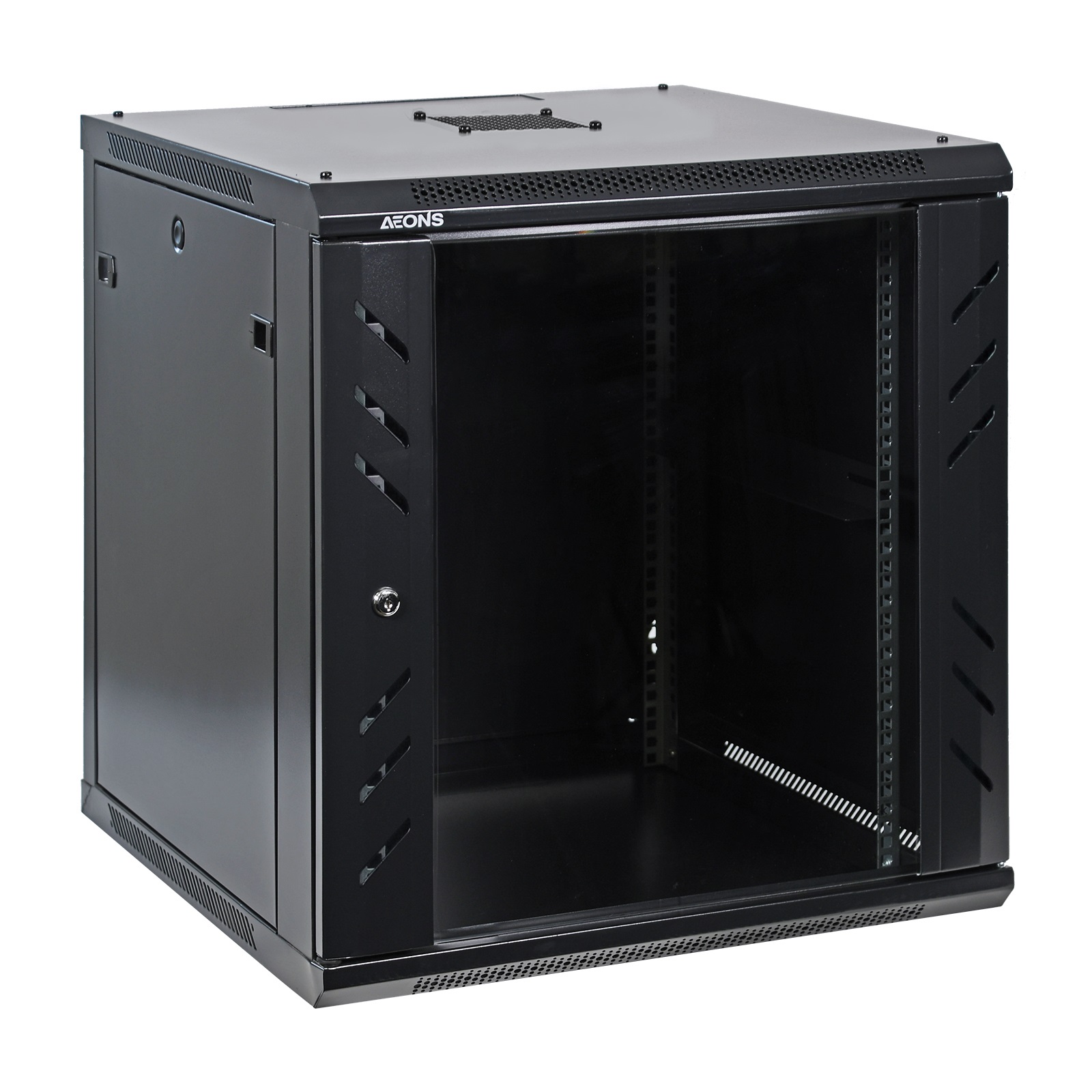 12U 19" Wall-Mount Rack Cabinet, Glass Door 21.4" Depth, Flat Box