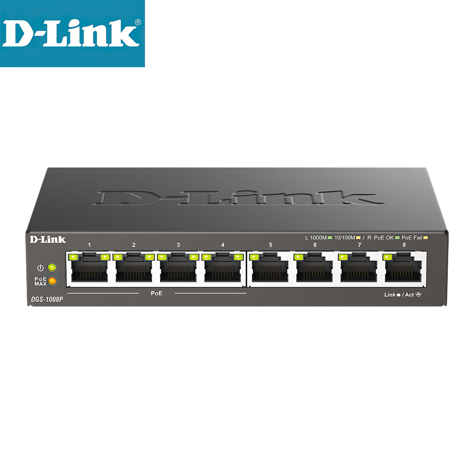 8-Port Gigabit Unmanaged Desktop Switch with 4 PoE Ports D-Link DGS-1008P
