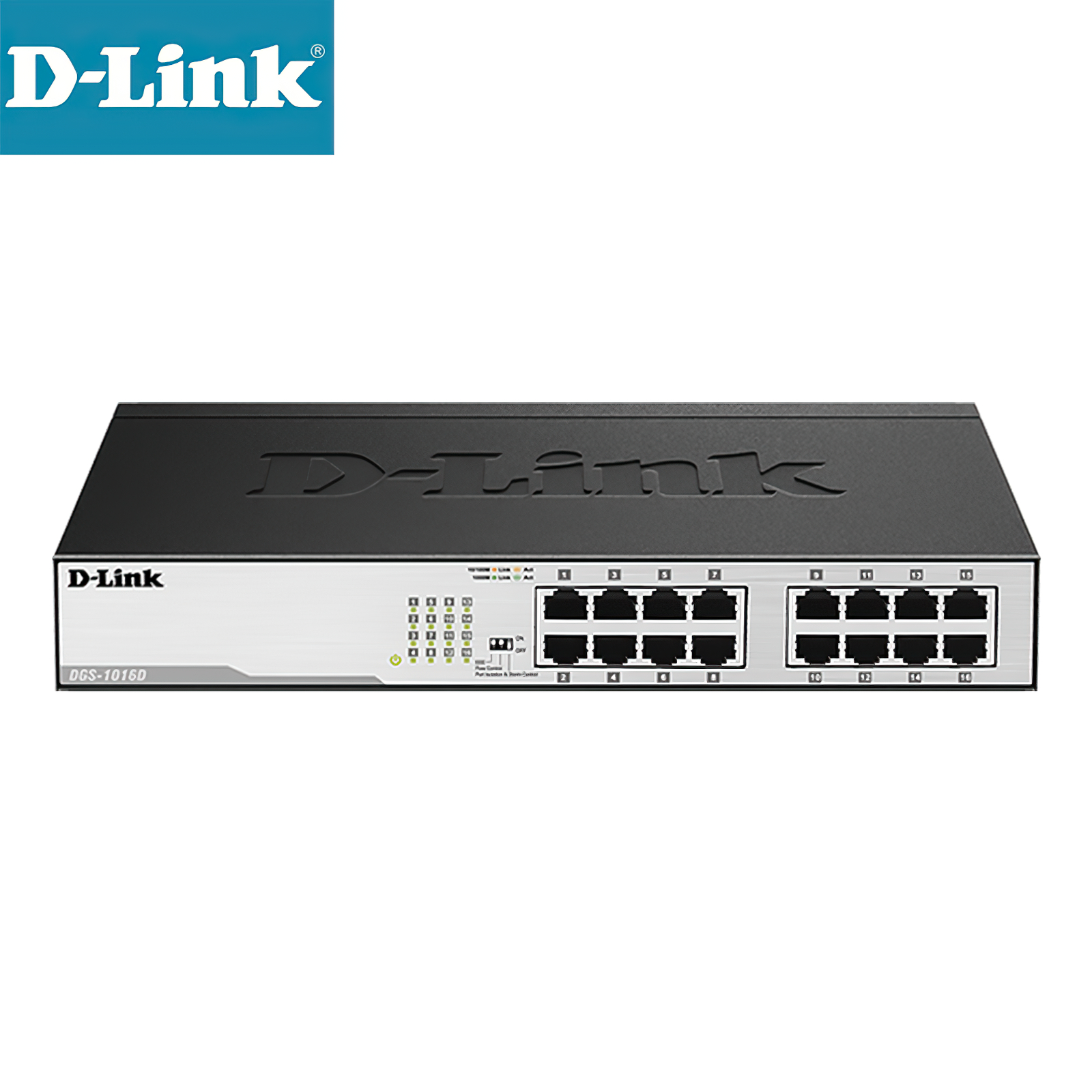 16-Port Gigabit Switch, Desktop/Rackmountable, D-Link  DGS-1016D Green