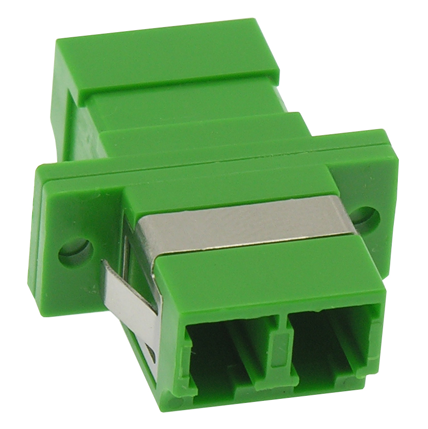 LC/APC Singlemode Duplex Fiber Optic Coupler with Flange, Green