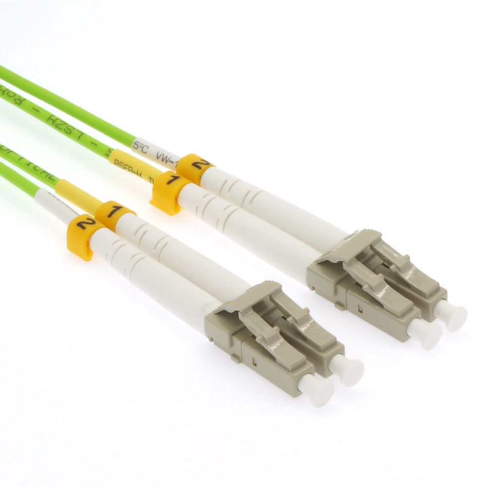 2m LC/UPC-LC/UPC OM5 Multimode Duplex OFNR 2.0mm Green Fiber Optic Patch Cable