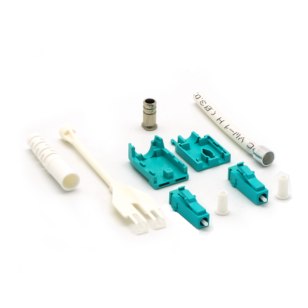 LC/UPC OM3 Multimode Duplex Uniboot Pull Push Tab Connector 3.0mm Aqua-White (10pack)