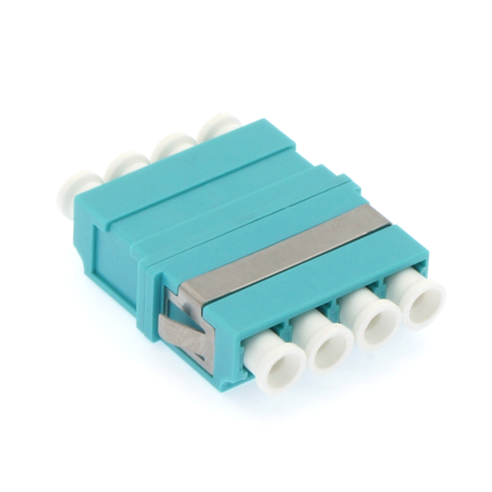 LC/UPC OM3 Multimode Quad Adapter  Aqua