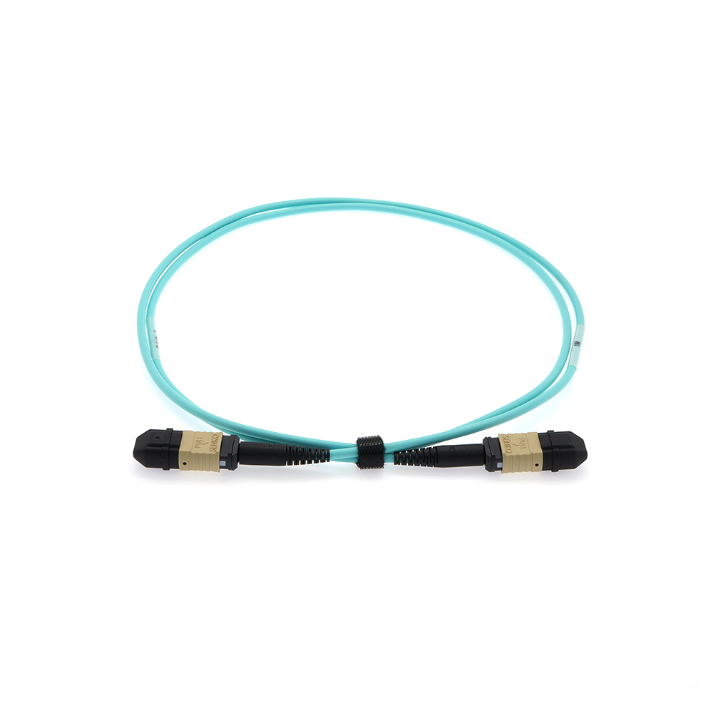 1m Senko MPO/UPC F/F 12-Fiber Type A OM3 Multimode Fiber Optic Cable Aqua