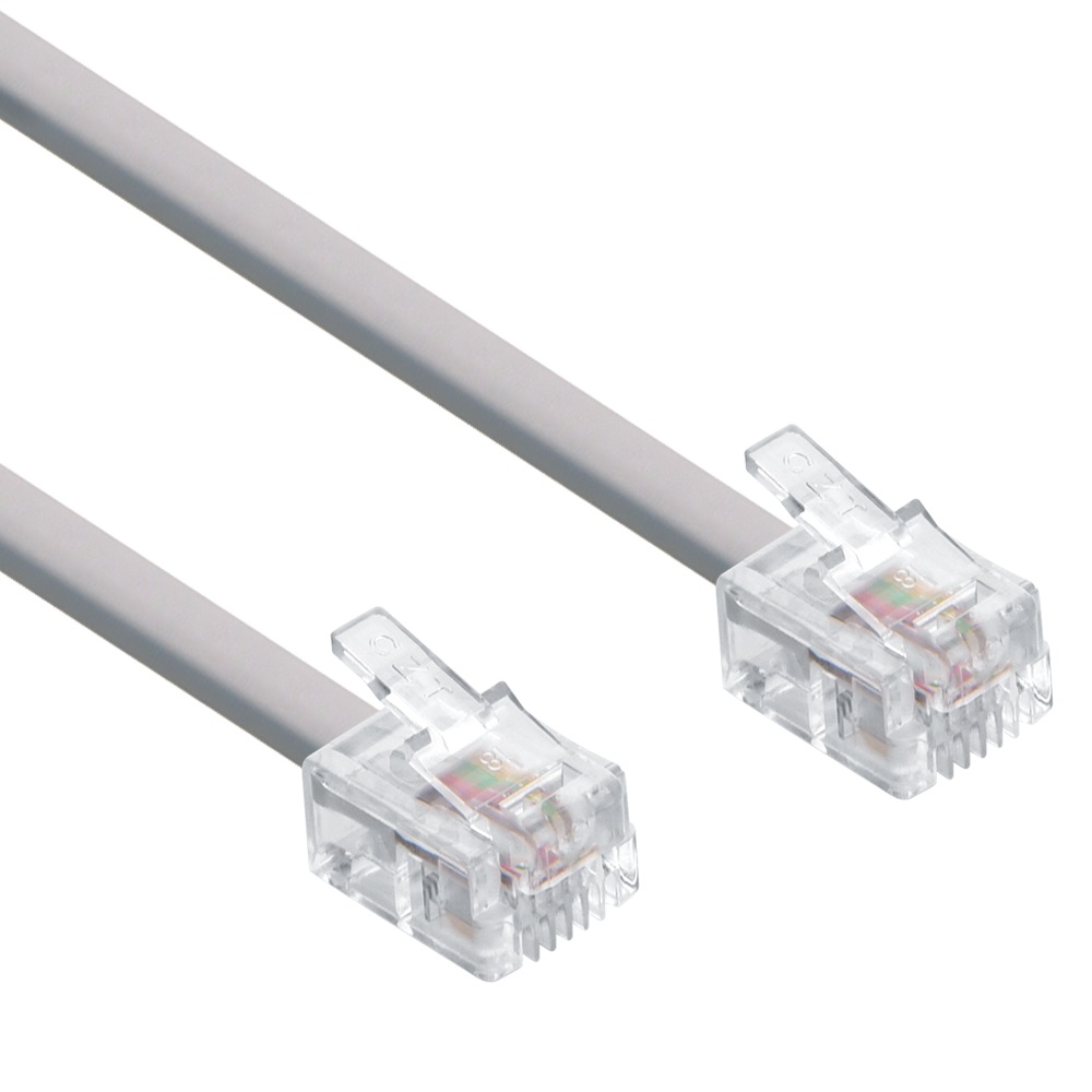 7Ft RJ11 (4C) Modular Telephone Cable Straight