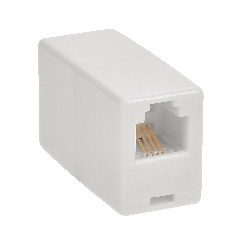 RJ11 Modular Inline Coupler Straight, White