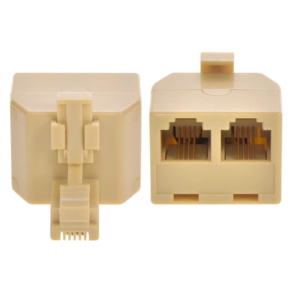 RJ11(6P4C) 1M/2F Modular T Adapter, Ivory Color