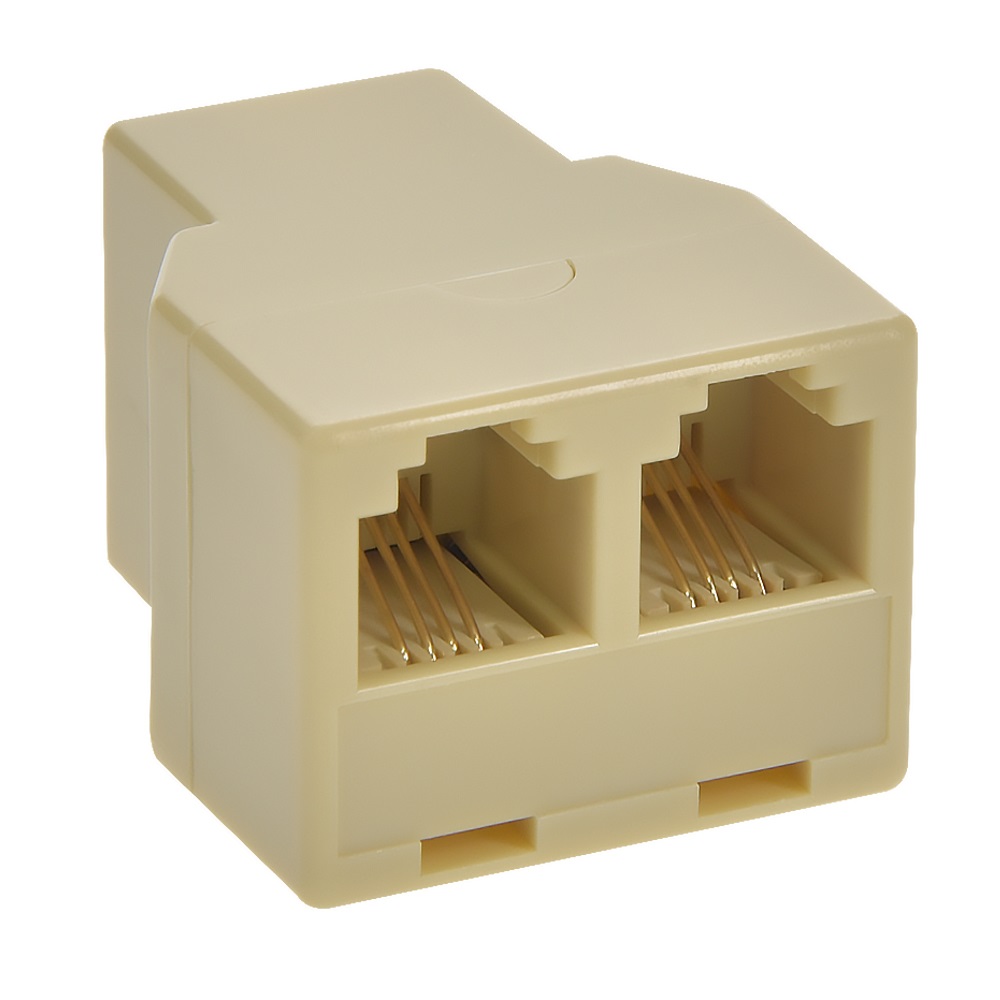 RJ11 1F/2F Modular T Adapter Ivory