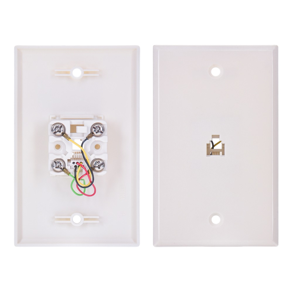 RJ11 Modular Single Port Wall Plate White, Smooth Face