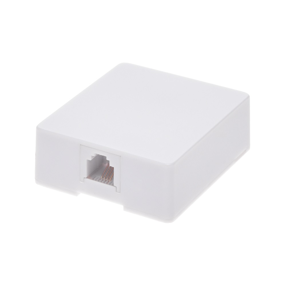 RJ11 Modular Single Port Surface Mount Jack White