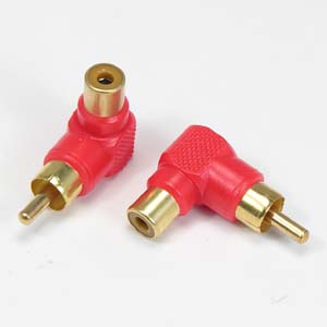 RCA Male/Female Right Angle Adapter, Red