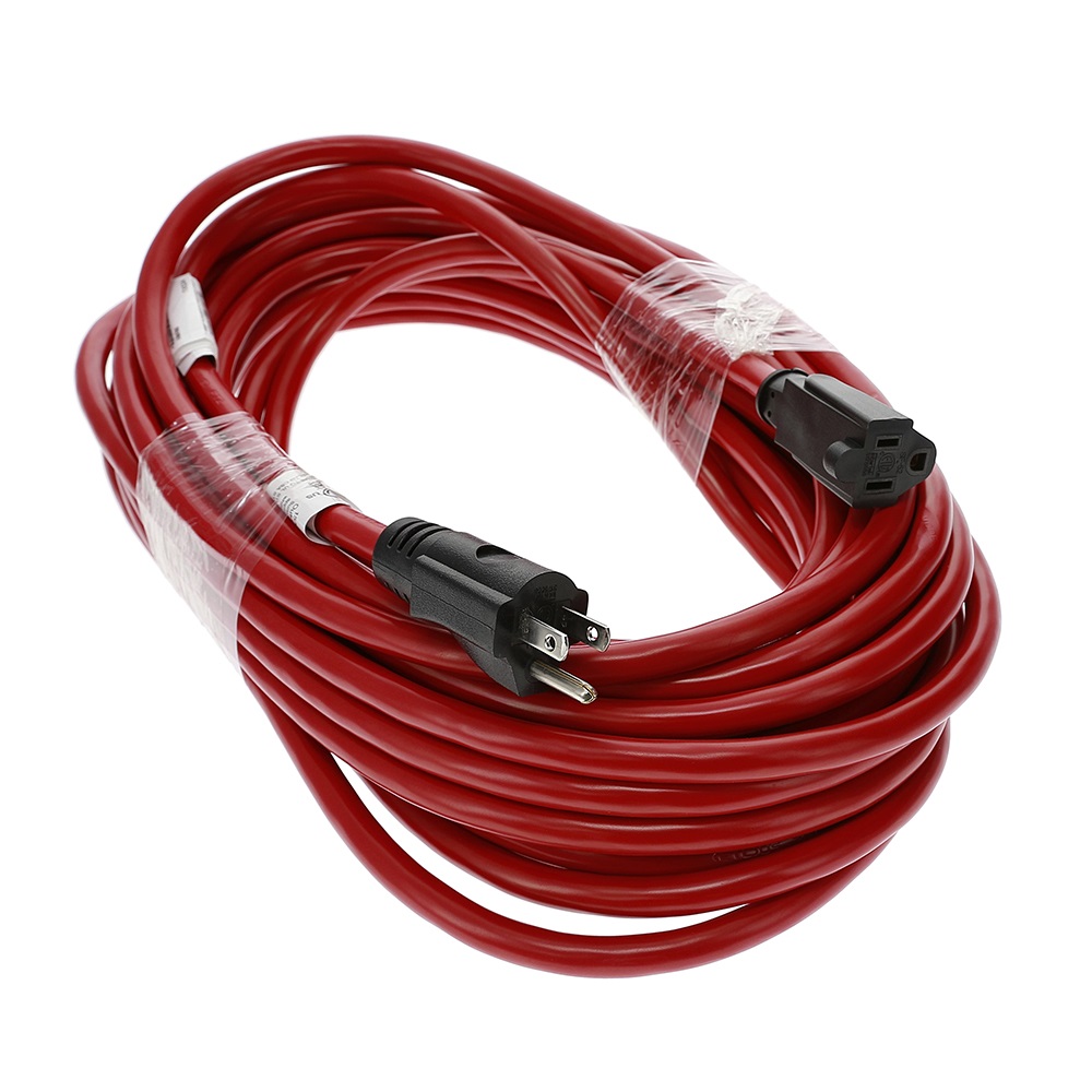 Img for product 100ft 12/3 SJTW Red  Extension Cord,Black Plug