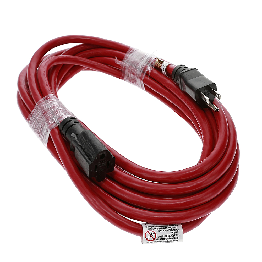 25ft 12/3 SJTW Red  Extension Cord,Black Plug