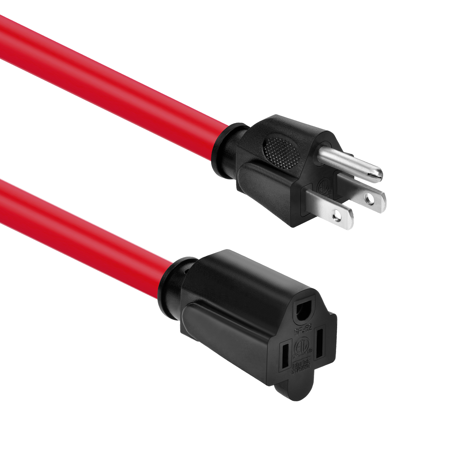 Img for product 25ft 12/3 SJTW Red  Extension Cord,Black Plug