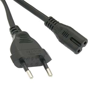 6Ft European Plug 2-Prong Figure-8 (Non-polarized) Power Cord