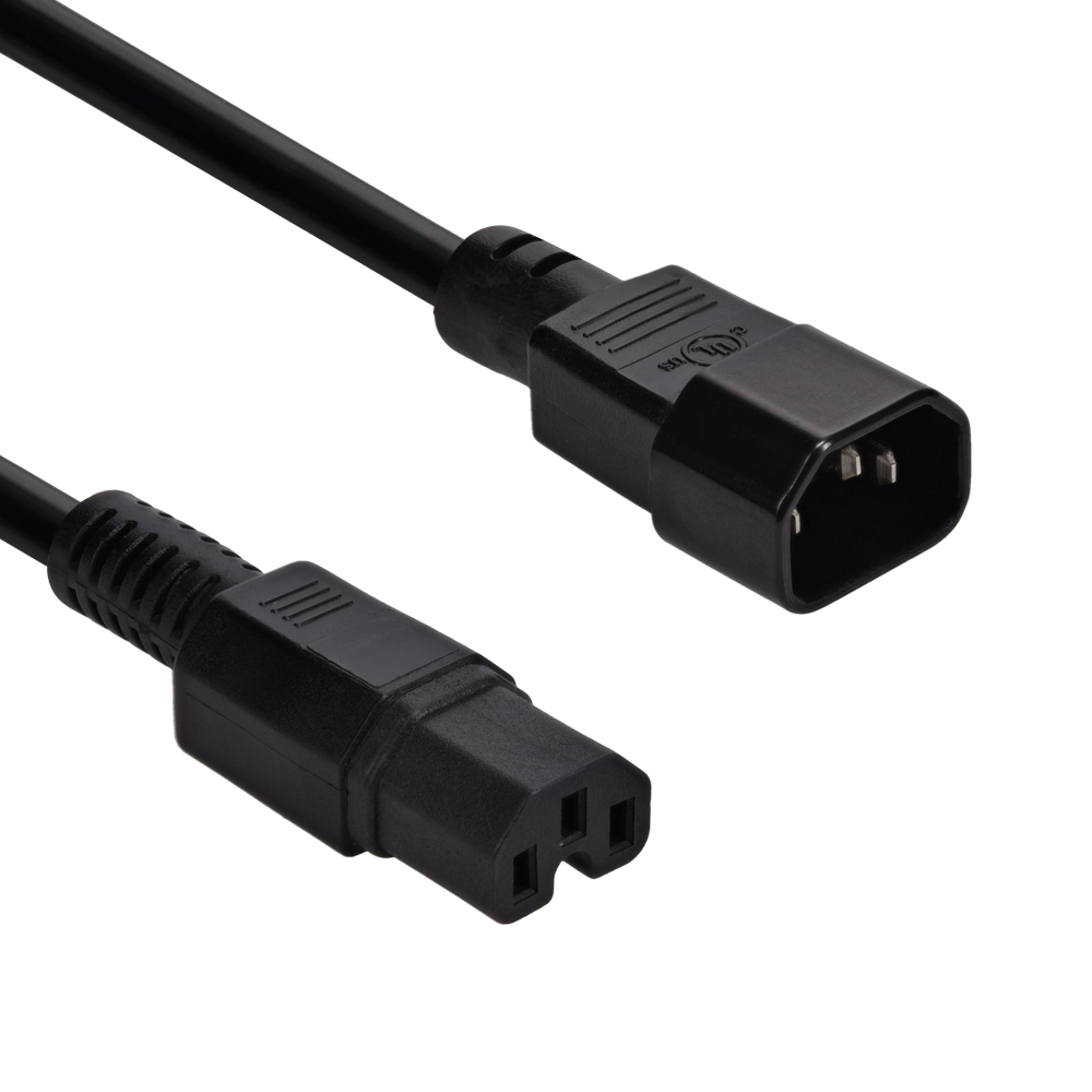 3Ft  Power Cord C14 to C15 Black/ SJT 14/3