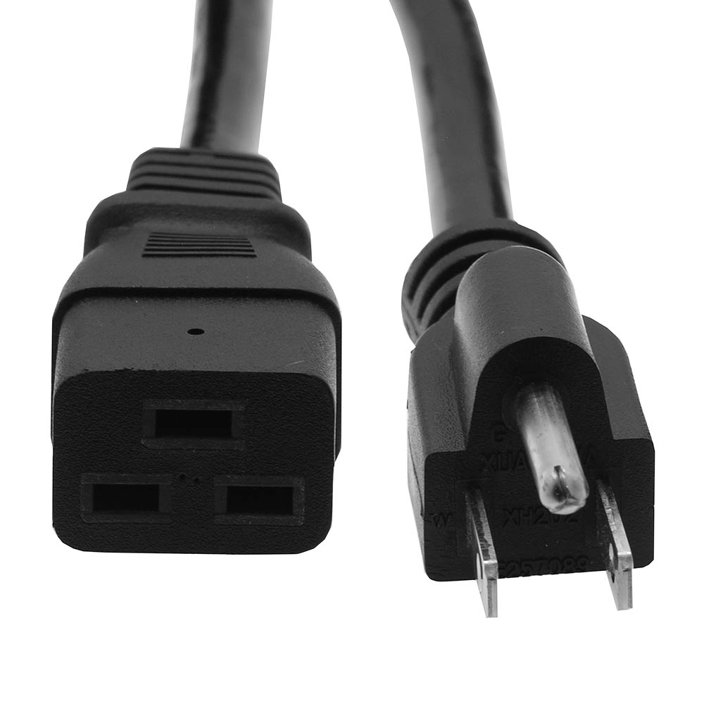 GOWOS 10Ft Power Cord 5-15 to C19 Black/SJT 14/3 