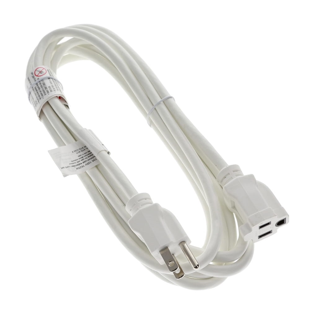 35Ft 16/3 SJTW White Power Extension Cord White Plug