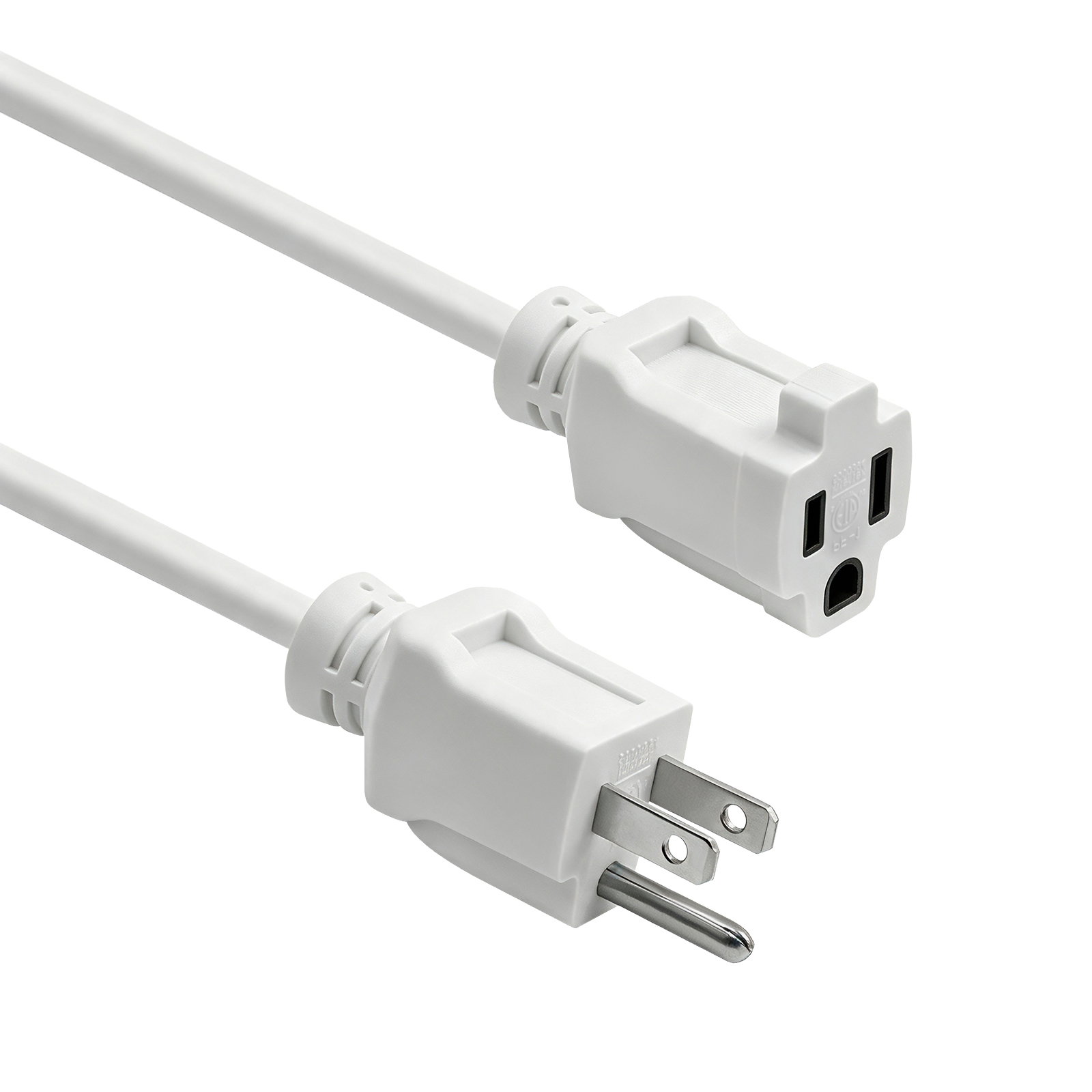 35Ft 16/3 SJTW White Power Extension Cord White Plug