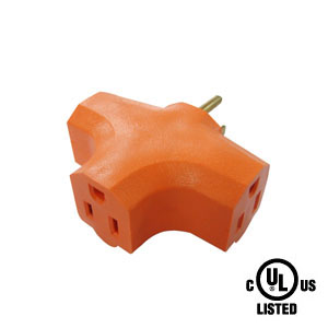 3 Outlet Grounded Power Tap Orange