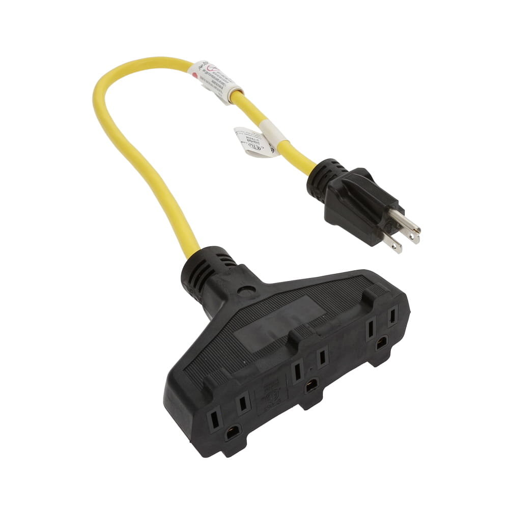 2Ft 3-Outlet Adapter SJTW 14/3 Yellow