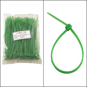 6" Nylon Cable Tie 40lbs Green 100pk