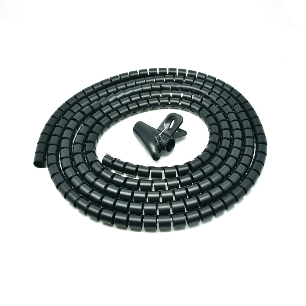 Spiral Cable Zip Wrap Black 30mm x 1.5m (1.2" x 4.92Ft)