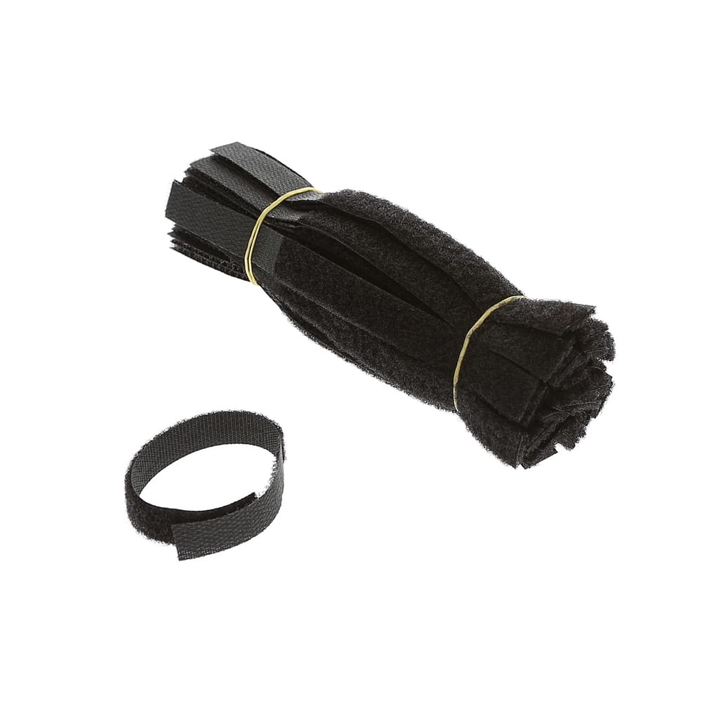 6" Hook and Loop Strap 1/2" Width Black, 50pc Pack