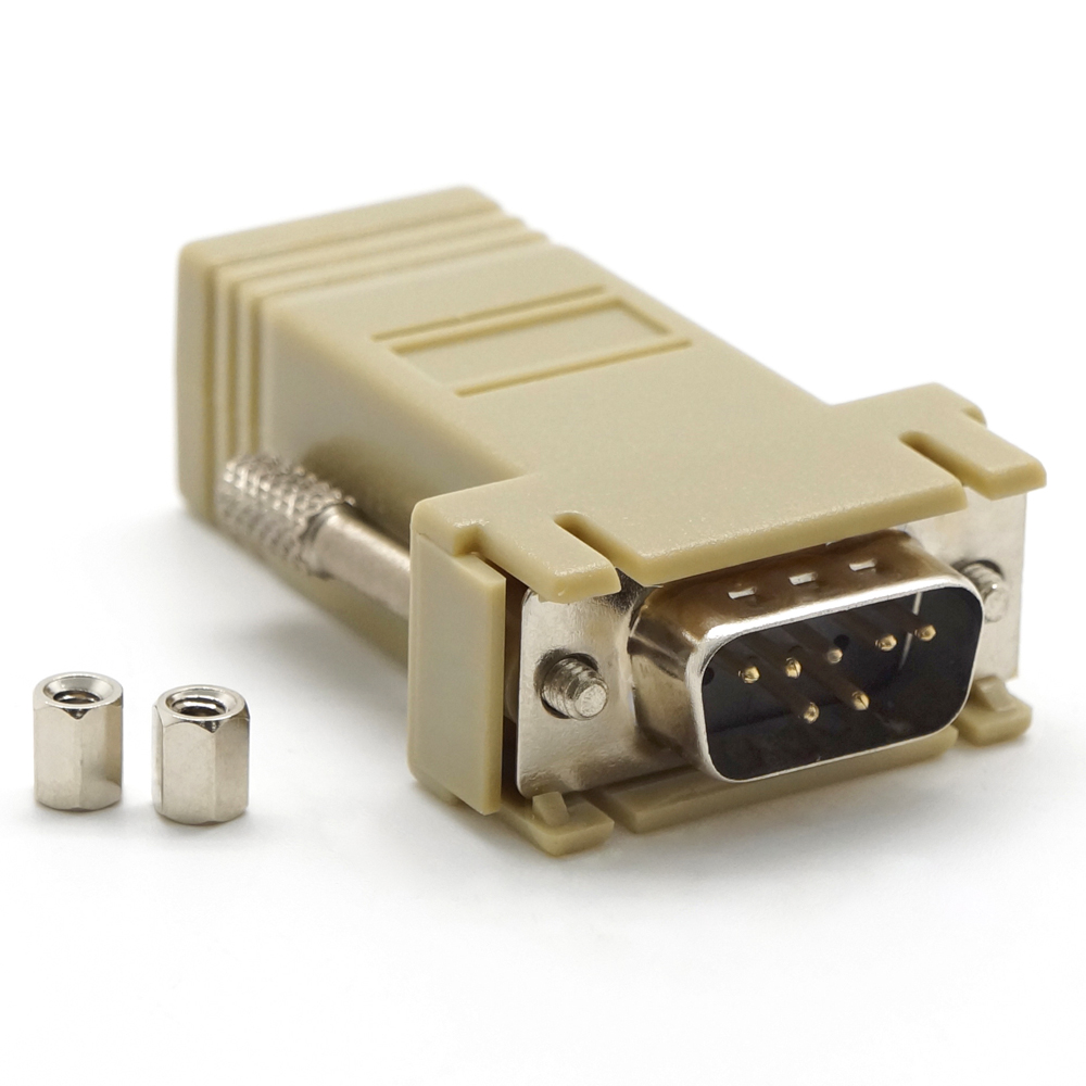 DB9 Male to RJ45 Preassembled Modular Adapter w/Hex Nut