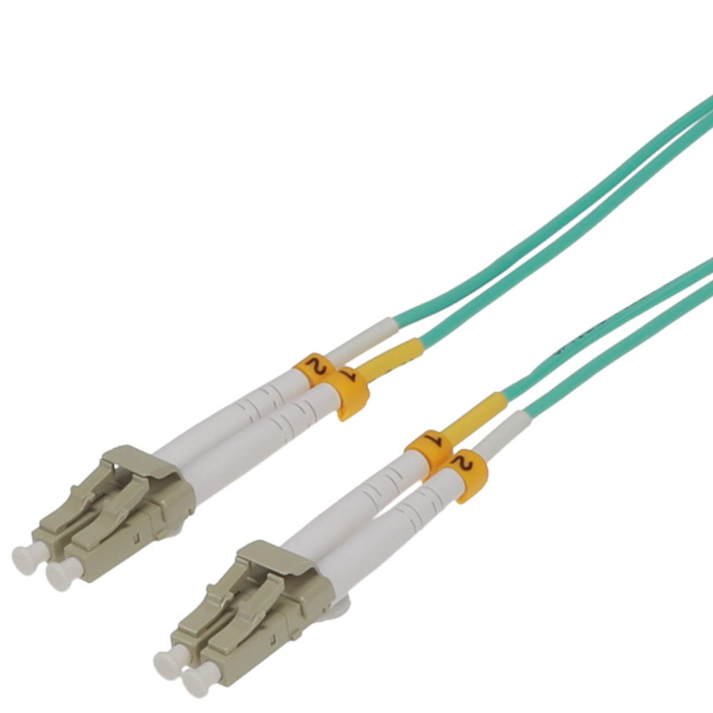 1m LC/UPC-LC/UPC OM3 Multimode Duplex Aqua Fiber Optic Patch Cable ...