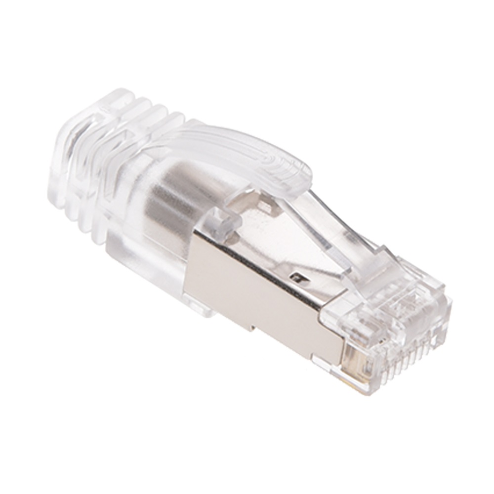 RJ45 CAT.8 Shielded Plug 50Micron 3prong with Clear Boot  (20pack)