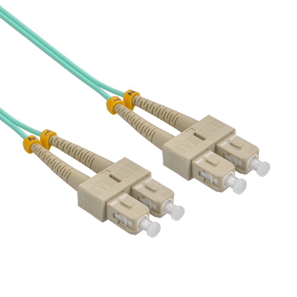5m SC/UPC SC/UPC OM4 Multimoide Duplex Aqua Fiber Optic Patch Cable