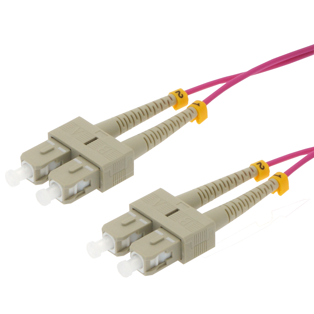 5m SC/UPC SC/UPC OM4 Multimoide Duplex Erika Violet Fiber Optic Patch Cable