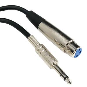25Ft XLR 3P Female to 1/4" TRS (Balanced Audio) Microphone Cable